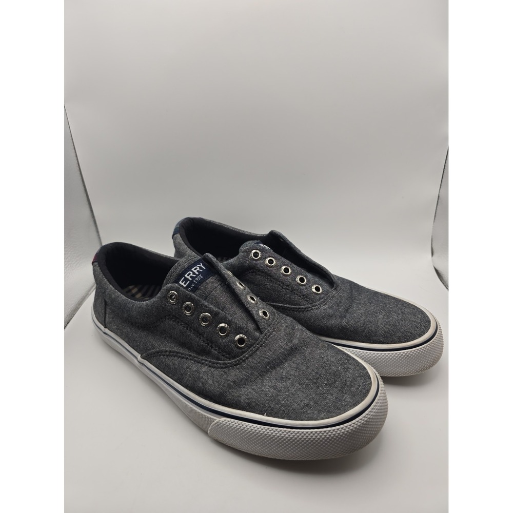 Sperry Top Sider Shoes Mens 8 Halyard Sneakers Gray Canvas Low Top STS22961